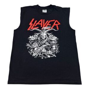 Slayer Men's 100% Cotton Graphic Black Tank Top, Large